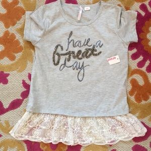 Girls 7/8 Have a Great Day tshirt with lace NWT